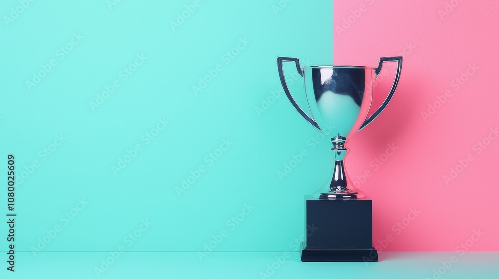 Poster trophy with 'best price' at center for a website isolated random pastel color background