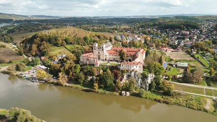 Aerial view of Tyniec Abbey by Vistula River