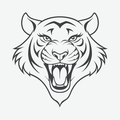 Tiger Head Line Art Logo Vector Illustration Isolated On White Background Perfect for Branding and Design
