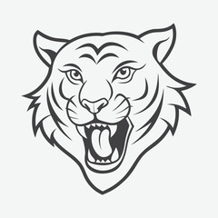 Tiger Head Line Art Logo Vector Illustration Isolated On White Background Perfect for Branding and Design