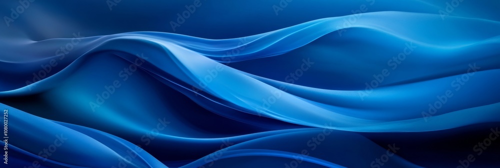 Poster serene deep blue oceanic background with gentle flowing waves for wellness and conservation concepts
