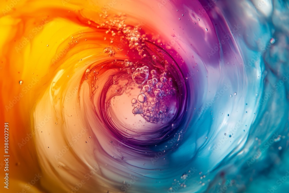 Wall mural colorful swirling patterns in vibrant hues create a mesmerizing flow. this abstract art piece evokes