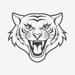 Tiger Head Line Art Logo Vector Illustration Isolated On White Background Perfect for Branding and Design