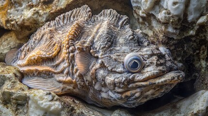 Naklejka premium A Camouflaged Stonefish Lying in Wait
