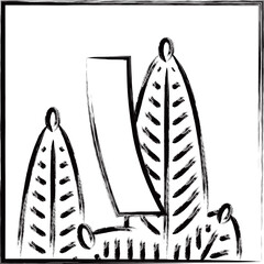 筆書き正方形シンプル花札　睦月　松　赤短　1月　松に赤短