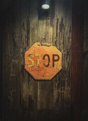 stop sign on wall