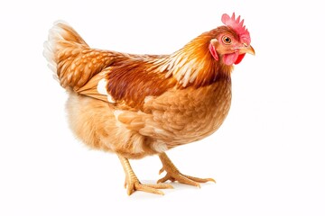 Fototapeta premium Isolated Chicken on a White Background Featuring Natural Feathers and Bright Colors