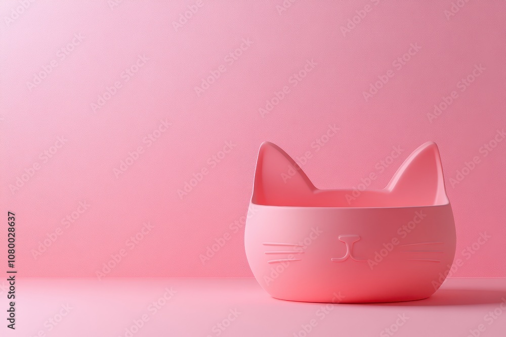 Poster A colorful cat bowl with a cat face on it