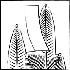 筆書き正方形花札　睦月　松　赤短　1月　松に赤短