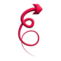 Inflate 3D illustration of arrow or direction icon with red color