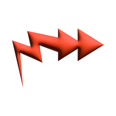 Inflate 3D illustration of arrow or direction icon with orange color