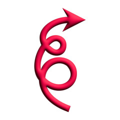 Inflate 3D illustration of arrow or direction icon with red color