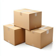 cardboard boxes on white background