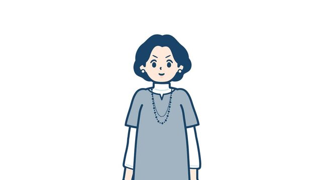 Tunic middle woman_Salute with a serious expression_with alpha channel