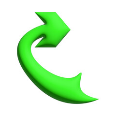 Inflate 3D illustration of arrow or direction icon with green color