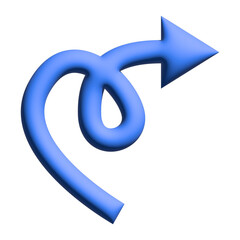 Inflate 3D illustration of arrow or direction icon with blue color