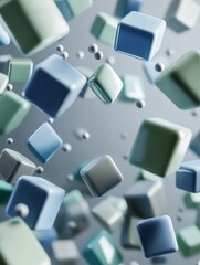 3D Render: Multicolored Shapes Falling Down the Sides of the Frame