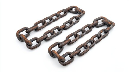 Obraz premium Detailed image of three rusty metal chains, ideal for industrial, nautical, or historical themes, capturing an aged and rugged aesthetic. 