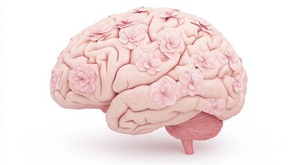 Explore the beauty of a brain adorned with blossoms