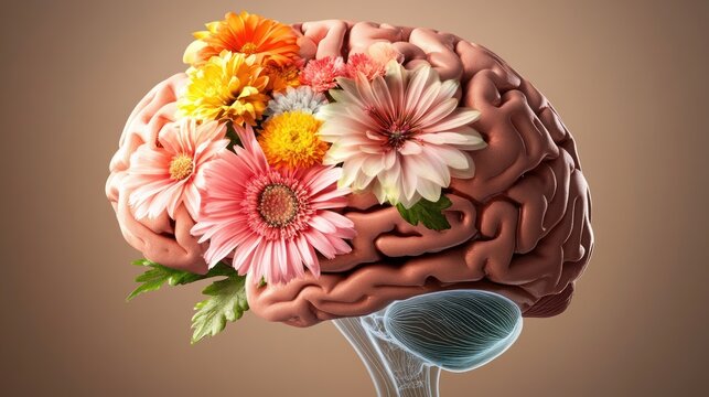 Enhance your mind with nature's beauty through floral brain imagery
