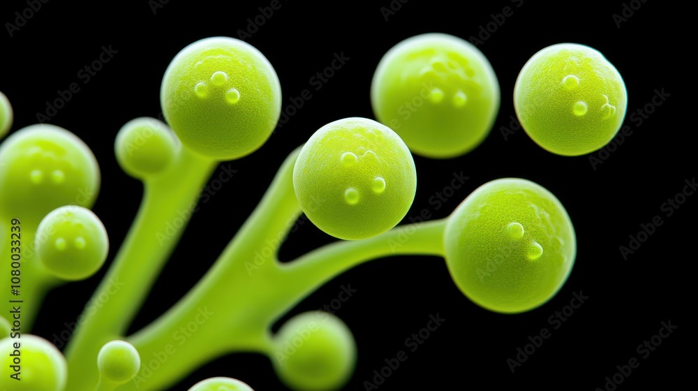Poster explore the fascinating world of microbial life through vibrant green structures