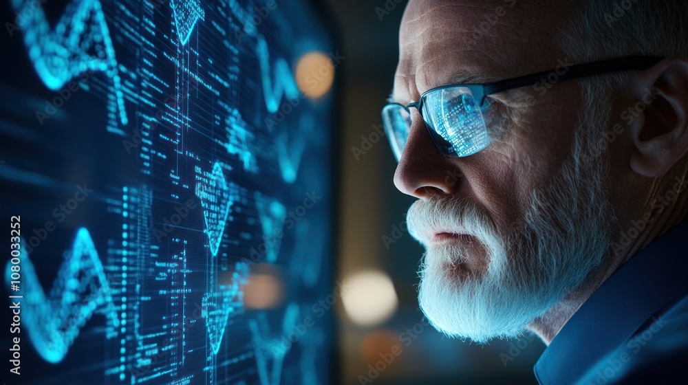 Poster expert analyzes data trends using advanced technology