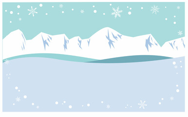 冬の雪降る森のイラスト背景フレーム素材