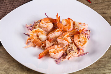 Shrimp cocktail with salad and sauce