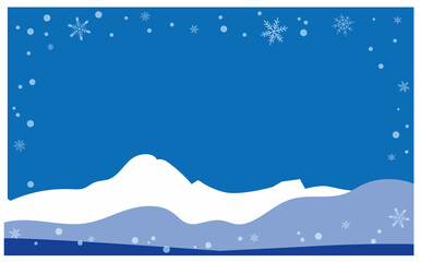 Naklejka premium 冬の雪降る森のイラスト背景フレーム素材