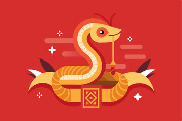 Obraz premium Abstract minimalist design celebrating chinese new year with year of the snake theme