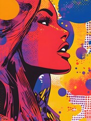 A vibrant pop-art poster featuring bold colors, comic-style outlines, and playful speech bubbles, inspired by classic 1960s comic art.