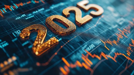 Futuristic Digital 2025 Visualization Highlighting Technology, Innovation, Financial Trends, and Progress in a Modern Virtual Landscape, Generative AI