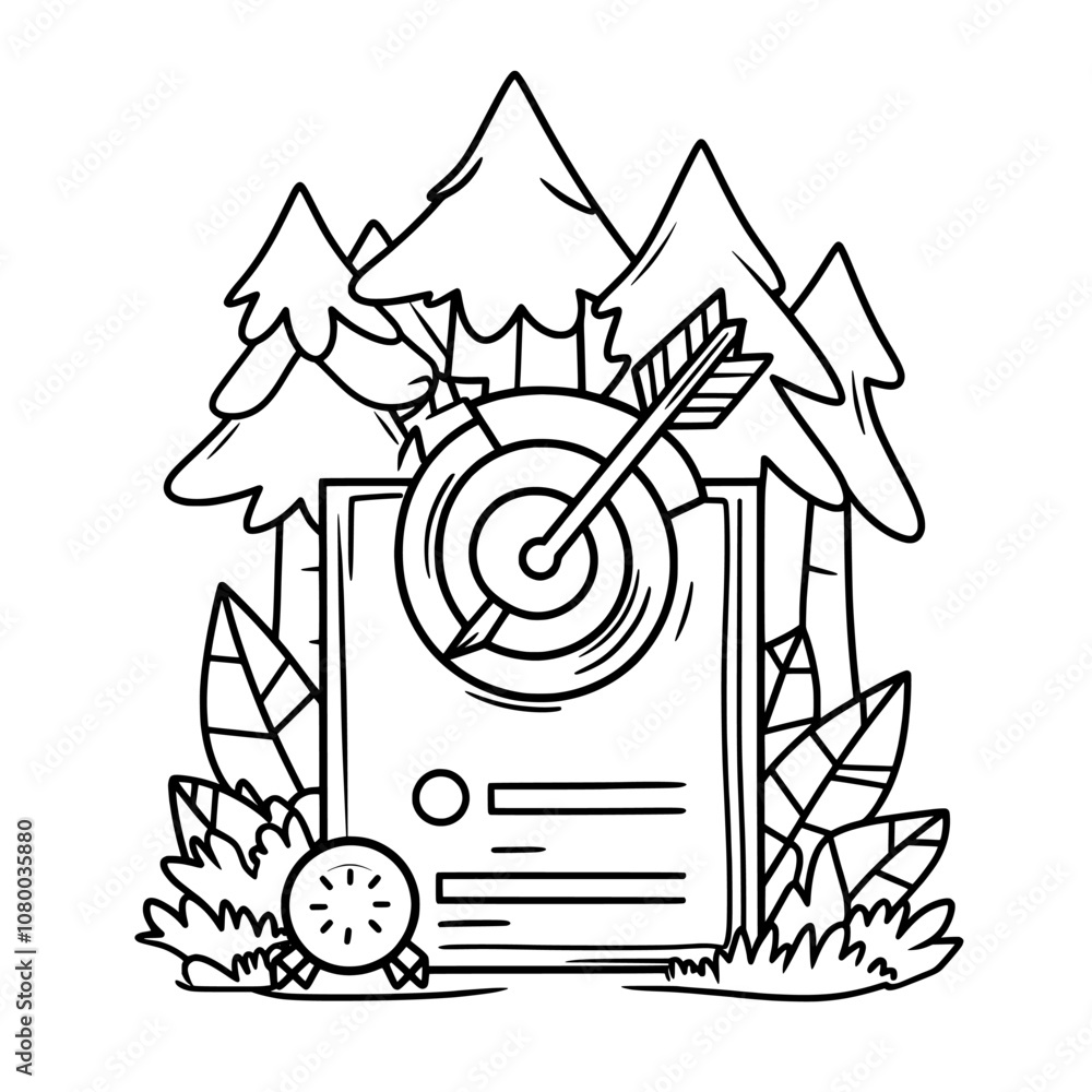 Poster a goal setting and progress tracking icon with an upward graph and target. the width of the stroke c