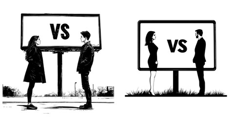 An image of a boy and girl related to elections on a street board with modern lighting,