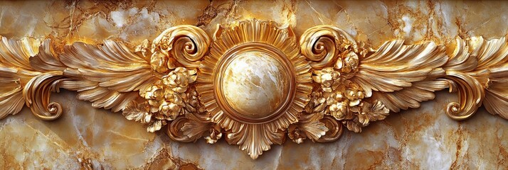 Baroque, Barocco Ornate Marble Ceiling Non-Linear Reformation Design with Intricate Accents Depicting Classic Elegance and Architectural Beauty