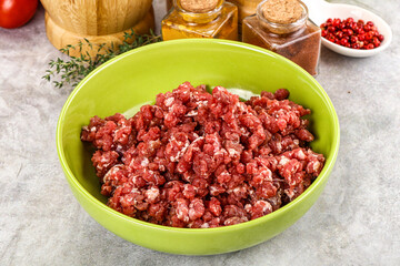 Raw beef minced meat for cooking