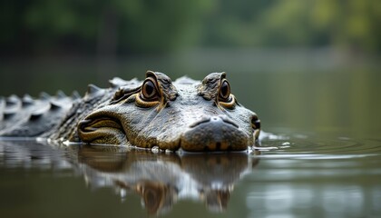 Obraz premium Alligators gaze a silent predators stare