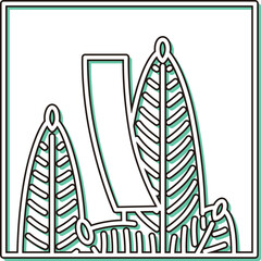 カラーシャドウ正方形シンプル花札　睦月　松　赤短　1月　松に赤短