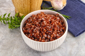 Red steamed rubine rice garnish