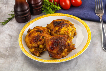 Roasted chicken thighs  with spices