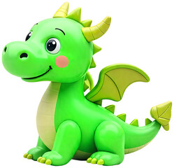Fototapeta premium Playful green dragon with wings, a fantasy holiday character