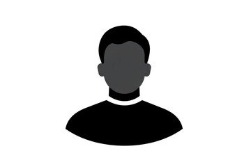 PNG cut out isolated background. Minimalistic black silhouette of a male user profile icon, featuring a rounded head and short hair.