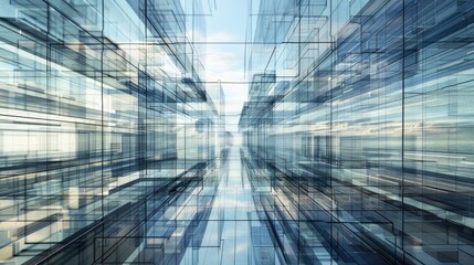 Obraz premium Futuristic Glass Skybridge in Modern Urban Landscape