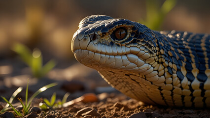 Cobra in Striking Stance with Expanded Hood in Morning Light - Generated by AI.