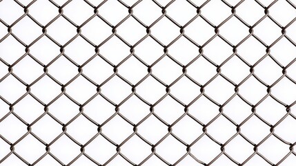 Fototapeta premium Chain-Link Fence with Metallic Grid Pattern Representing Protection, Security, and Industrial Boundary Design on White Background, Generative AI