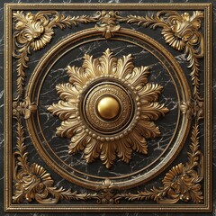 Fototapeta premium Baroque, Barocco Ornate Marble Ceiling Non-Linear Reformation Design with Intricate Accents Depicting Classic Elegance and Architectural Beauty