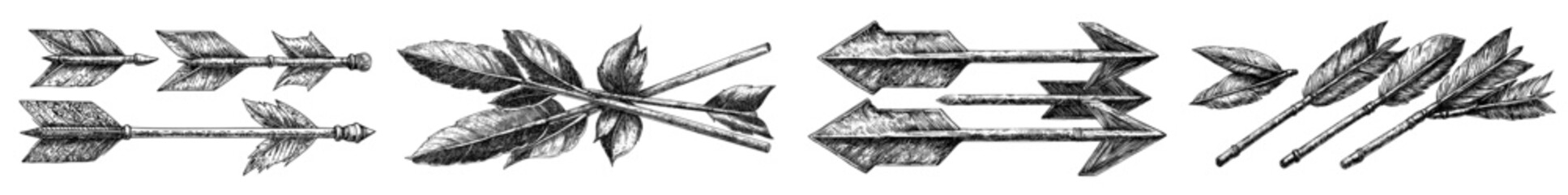 Obraz premium An arrow icon with various directions. A hand-drawn modern illustration isolated on white.