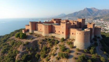 Fototapeta premium Ancient fortress overlooking the sea a testament to historys grandeur