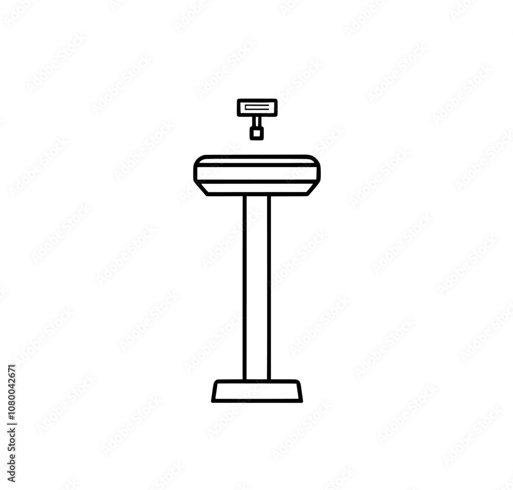 Poster line art icon showing a window with open curtains.