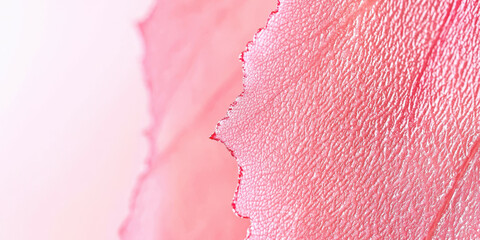 A close up of a pink leaf with a pink background